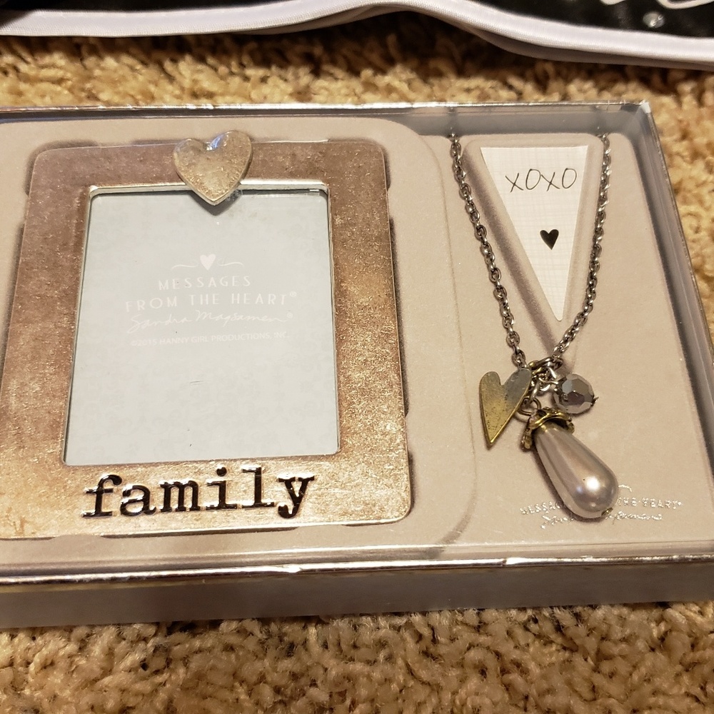 Silver Family Frame and Necklace Gift Set